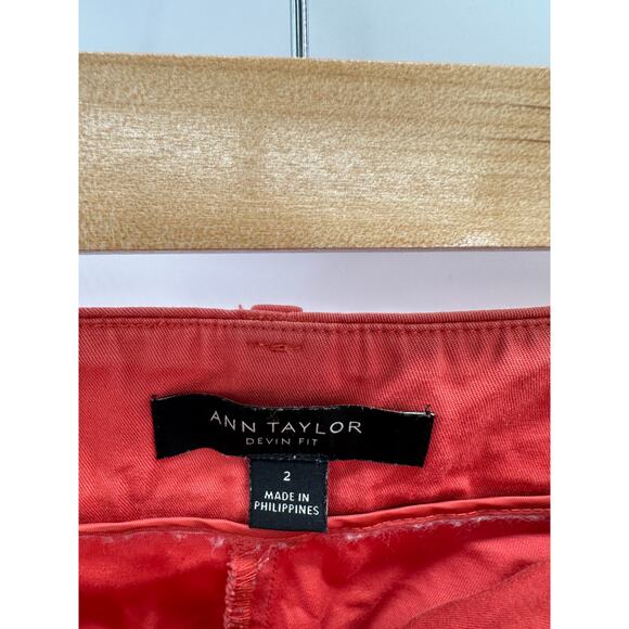 Ann Taylor Pants Women 2 Orange Devin Fit Hidden Fly Cotton Spandex Blend - Picture 5 of 9
